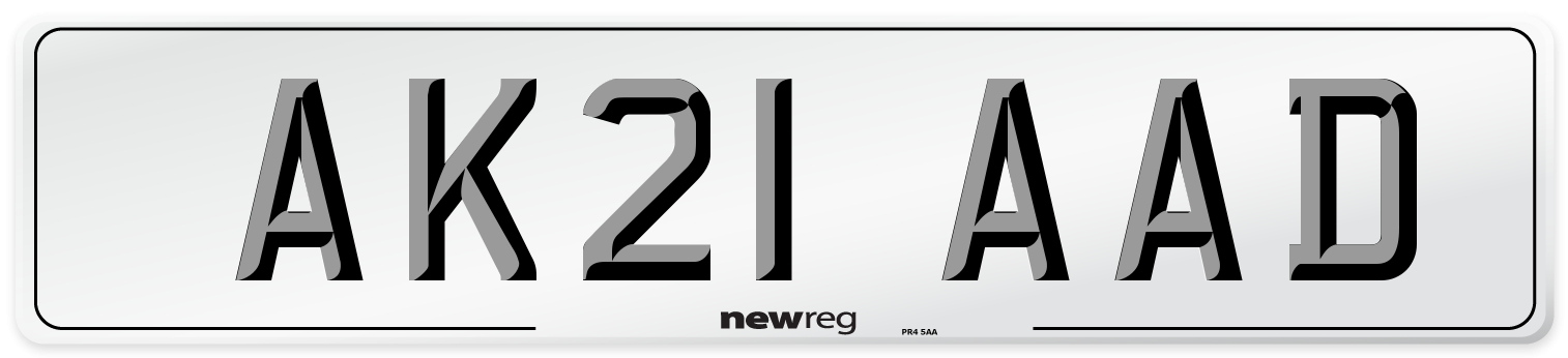 AK21 AAD Number Plate from New Reg